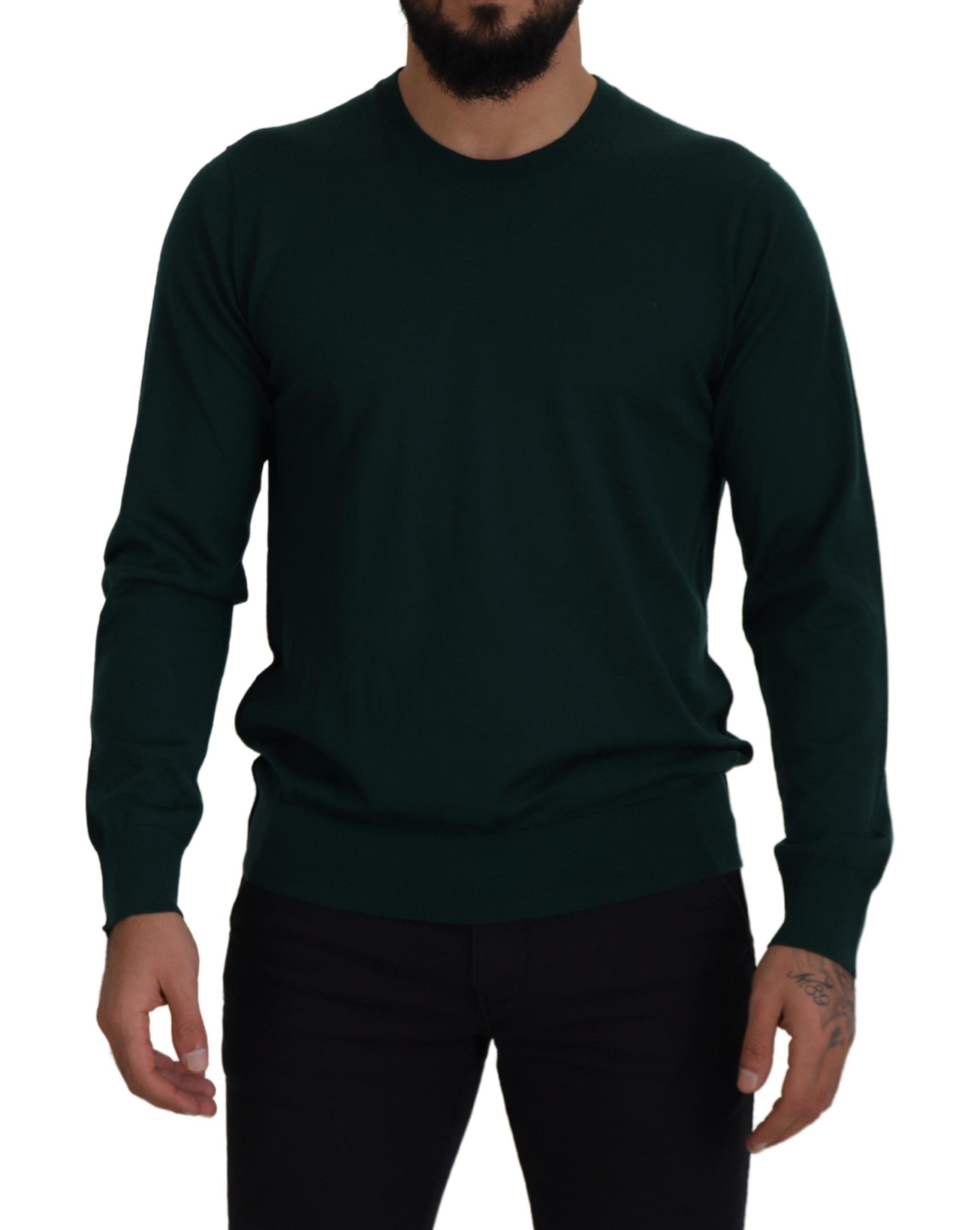 Dolce & Gabbana Green Cashmere Crewneck Pullover Mens Sweater - Size Small