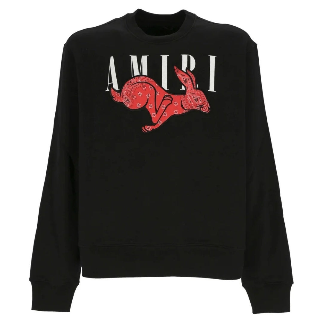 Amiri Mens Cny Rabbit Logo Black Sweatshirt Cotton - Size 2XL