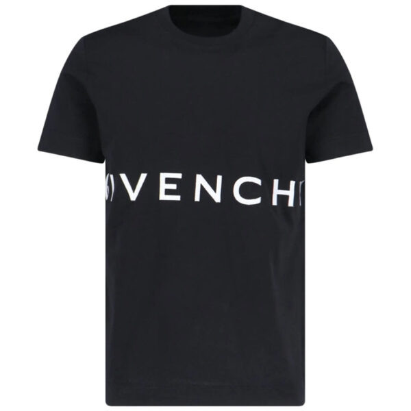 Givenchy Mens Embroidered Logo Oversized Black T-Shirt Cotton - Size Small