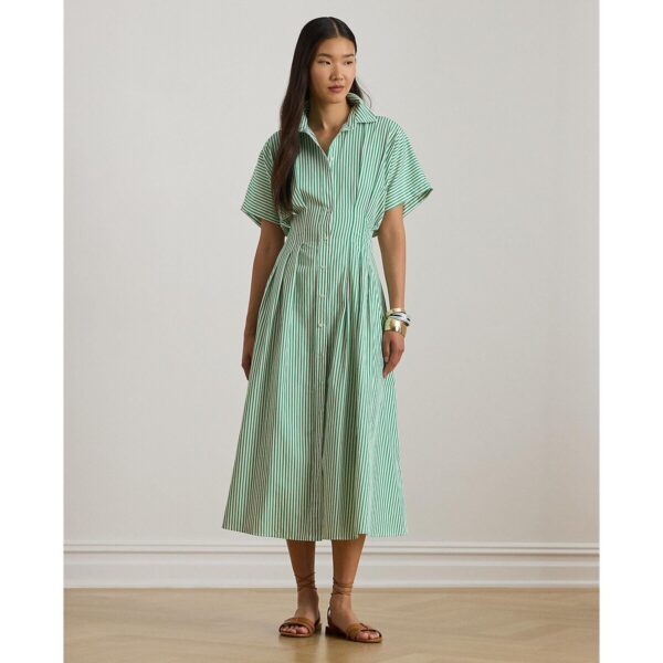 Rushanie Striped Midi Shirt Dress with Short Sleeves