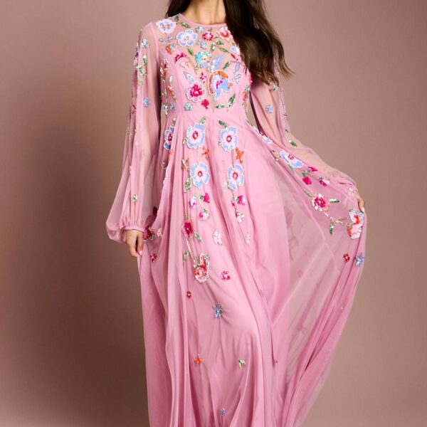 Coast Women's Embellished Chiffon Maxi Dress in Pink | Size: 16