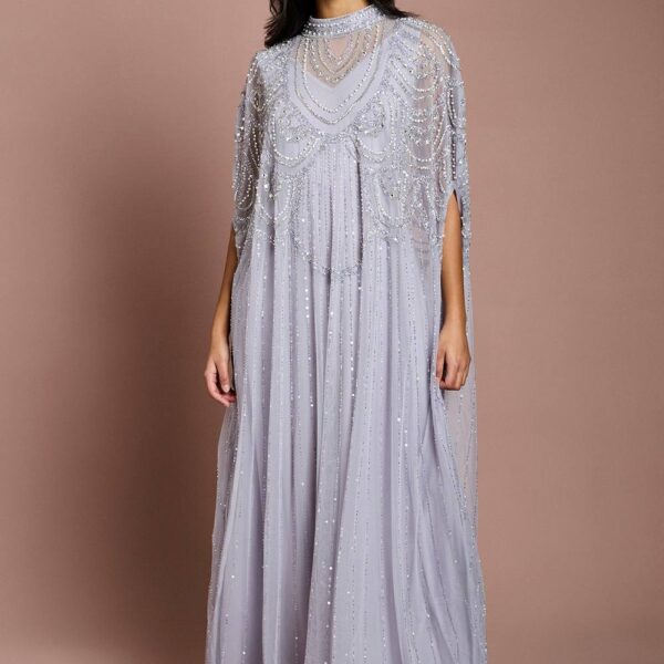 Coast Women's Petite Heavily Embellished Chiffon Midi Dress in Lilac | Size: 18