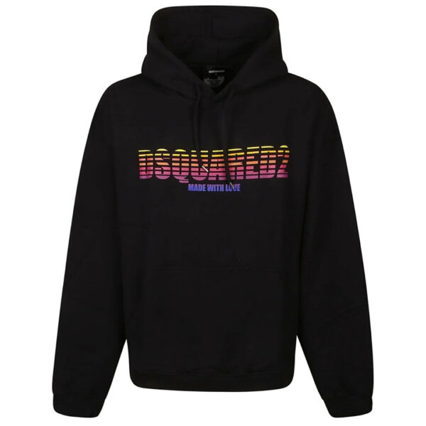 Dsquared2 Mens Made With Love Logo Black Hoodie Cotton - Size 2XL