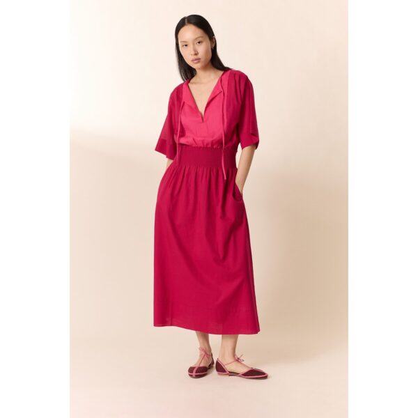 Ronnie V-Neck Midi Dress with Short Sleeves