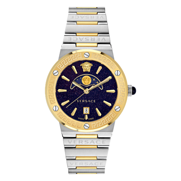 Versace Greca Logo Moonphase Womens Multicolour Watch VE7G00223 - Silver Stainless Steel - One Size
