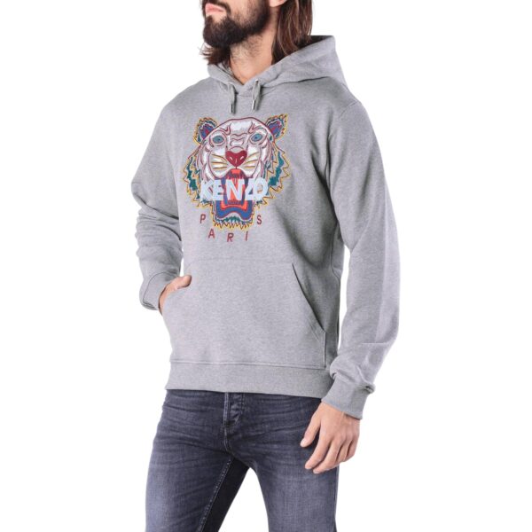 Kenzo Mens Hoodie Classic Tiger - Grey Cotton - Size Small