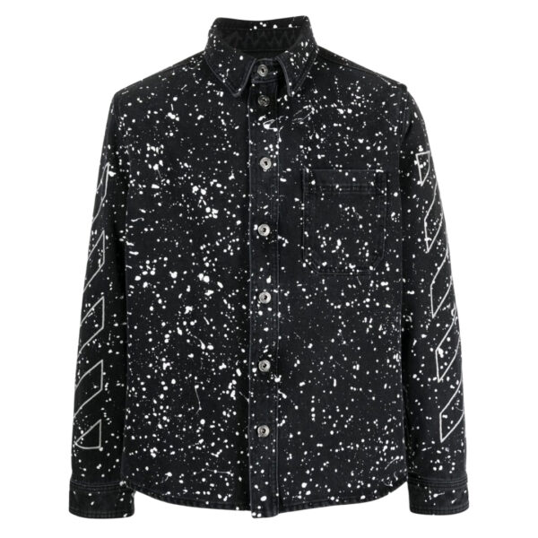 Off-White Mens Diag Outline Design Denim Shirt Black Cotton - Size X-Small