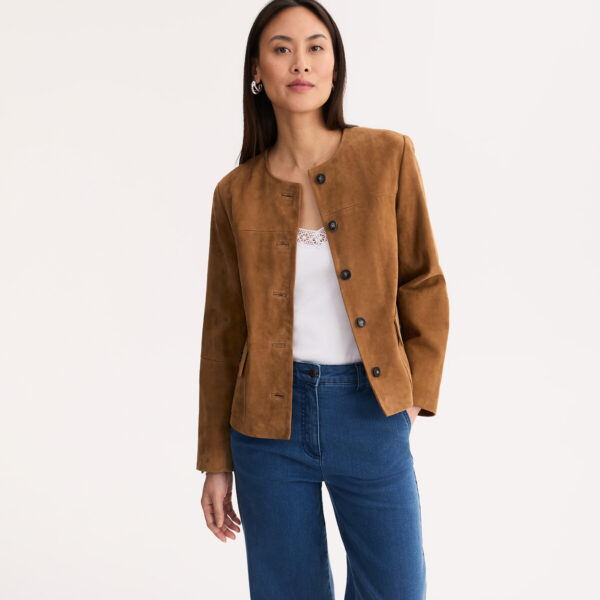Leather Jacket with Press-Stud Fastening