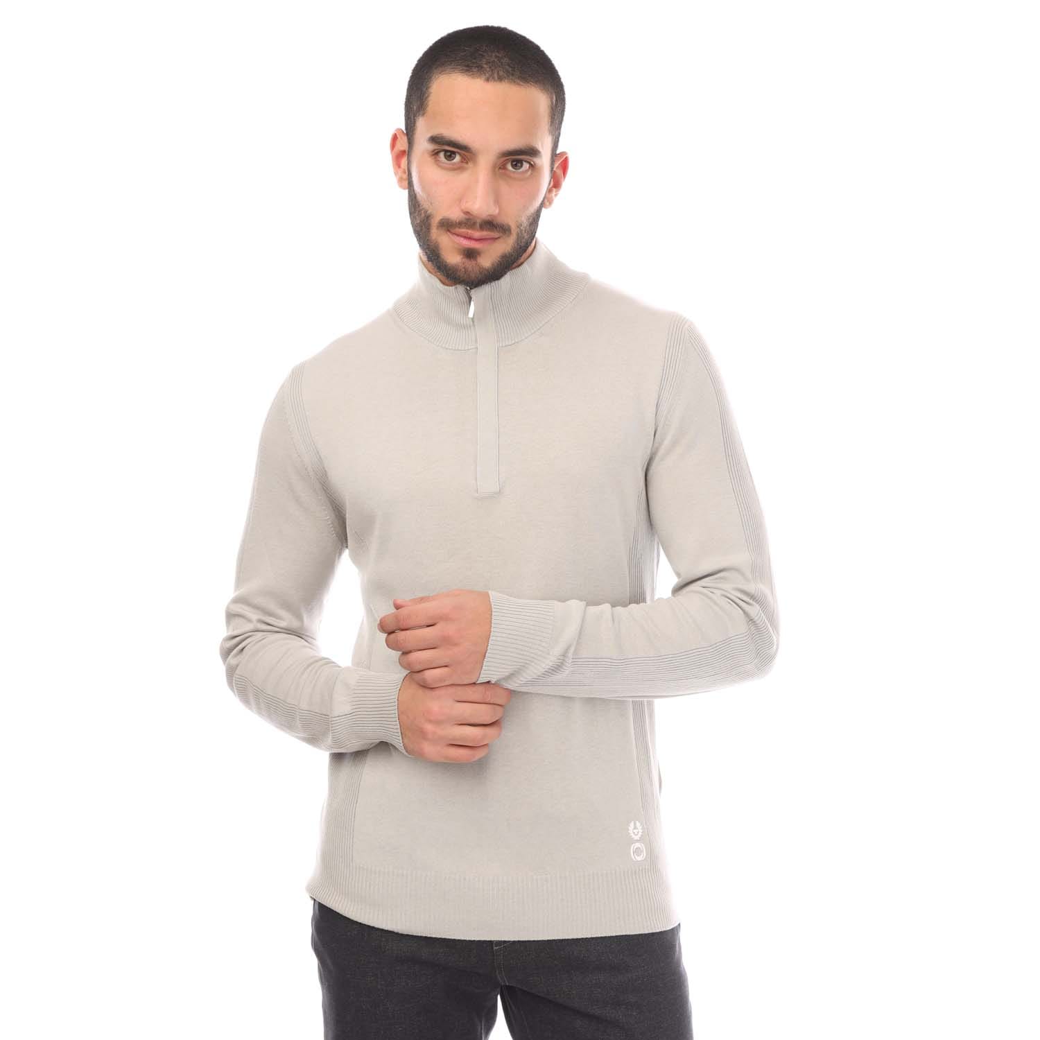 Belstaff Mens Cotton Silk Blend Challenger Sweater in Grey - Size Small