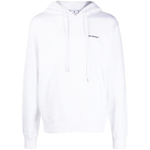 Off-White Mens Diag Wave Outline White Hoodie - Size Small