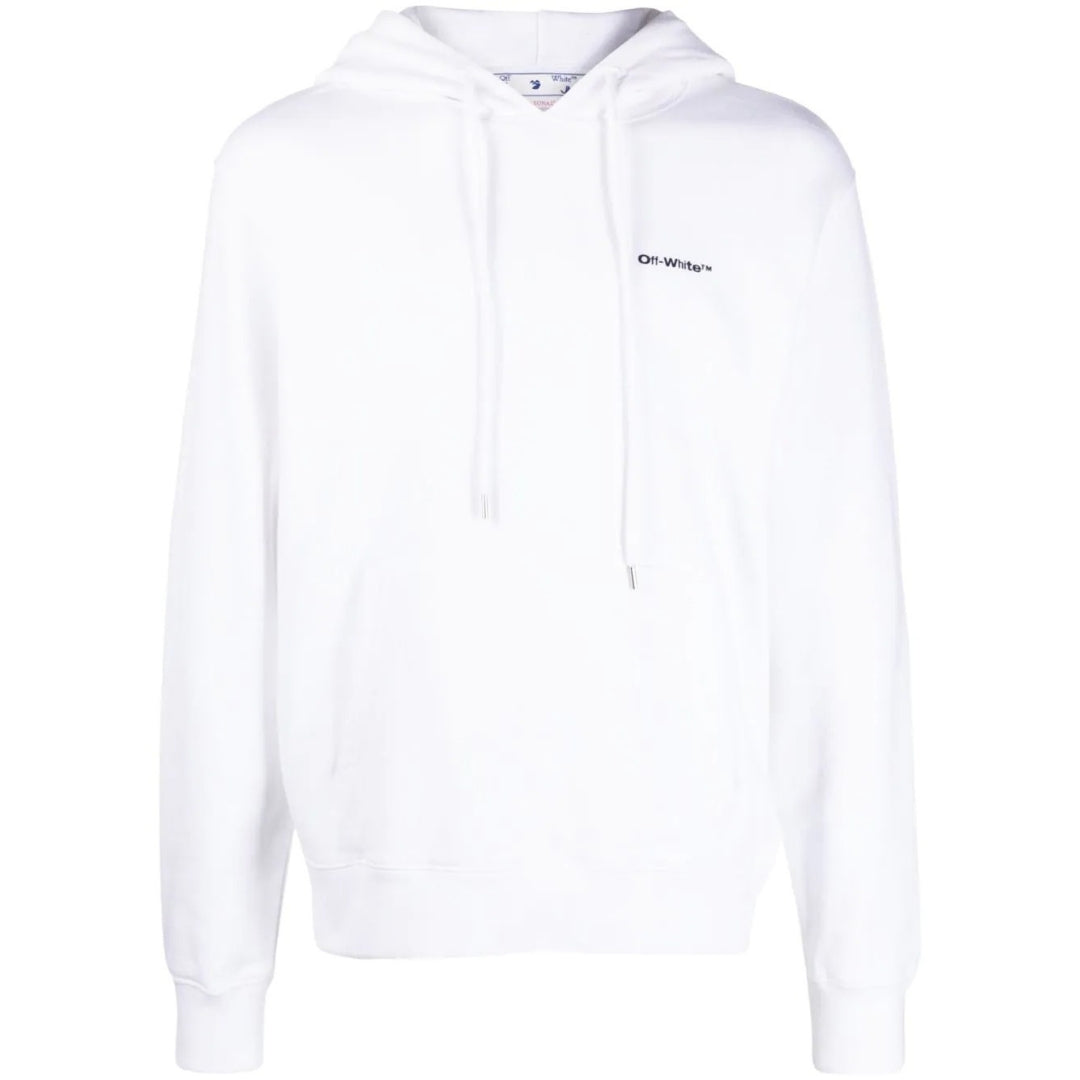 Off-White Mens Diag Wave Outline White Hoodie - Size Small