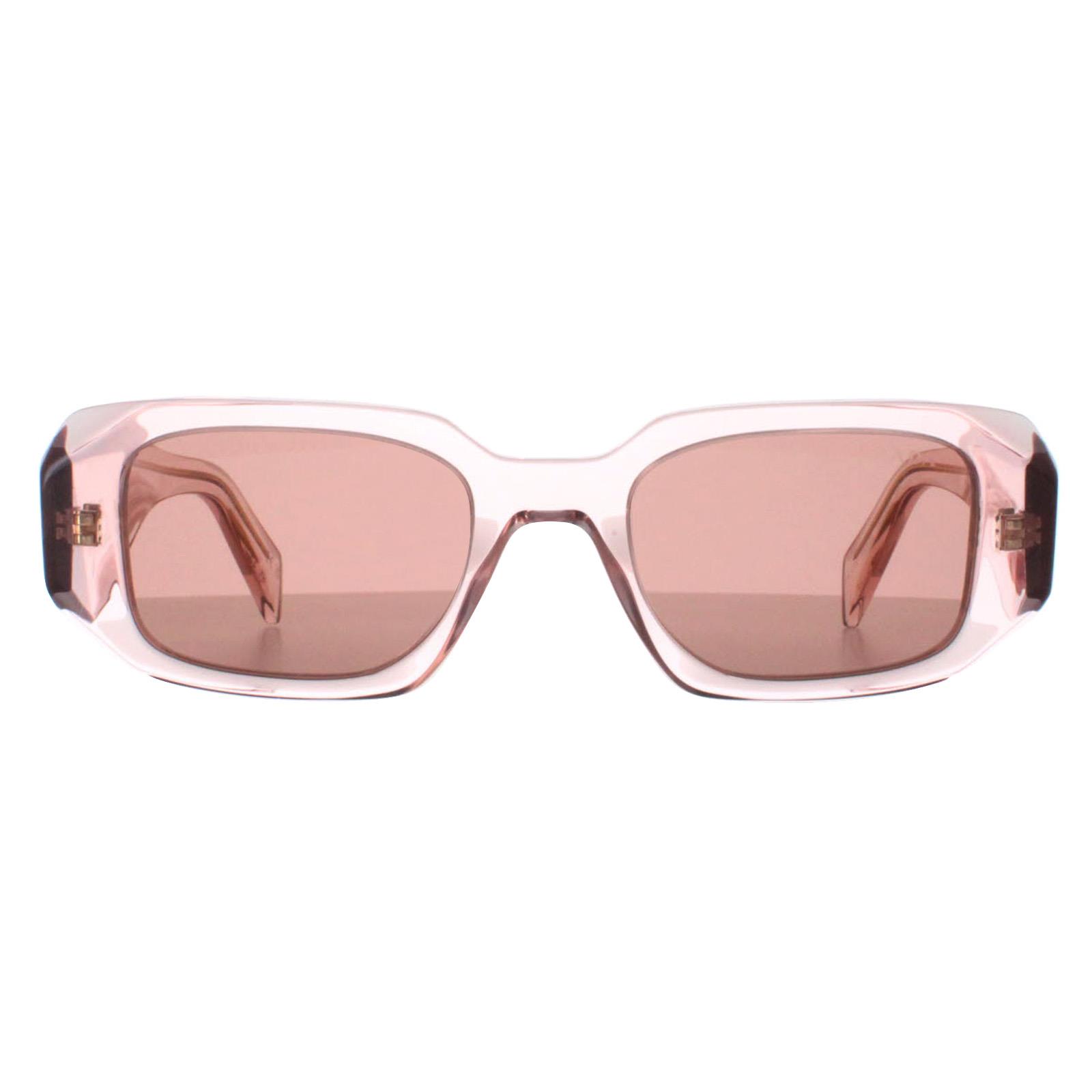 Prada Rectangle Womens Transparent Peach Light Brown PR17WS - Pink - One Size