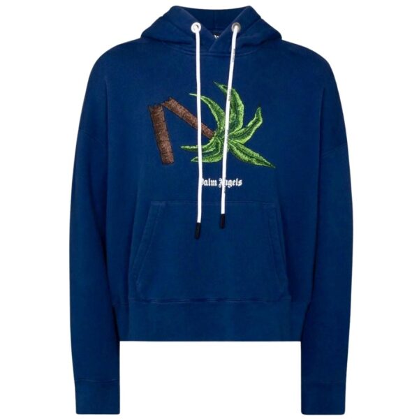 Palm Angels Mens Broken Tree Blue Hoodie - Size Medium