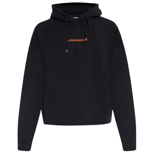Dsquared2 Mens Cipro Fit Small Logo Black Hoodie Cotton - Size Medium