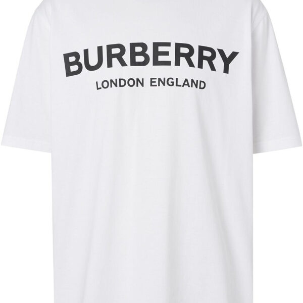 Burberry Mens London Letchford Logo Print T-shirt White Cotton - Size X-Large
