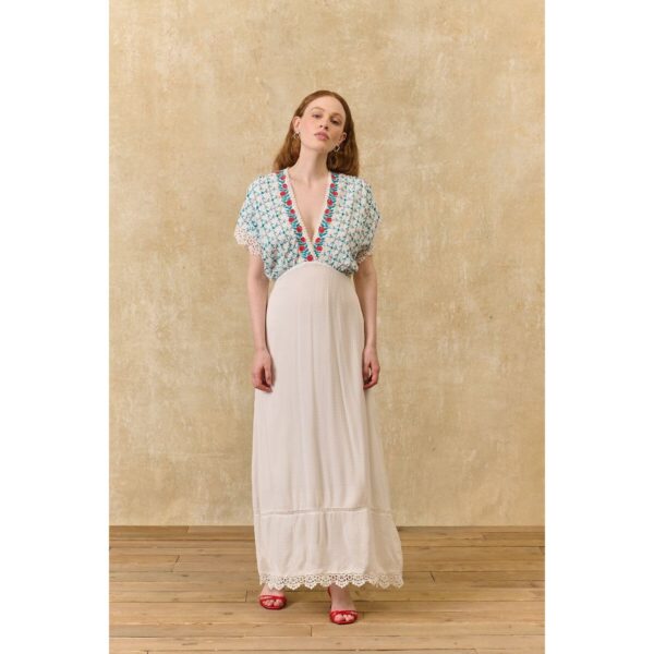 Bejolie Embroidered V-Neck Maxi Dress