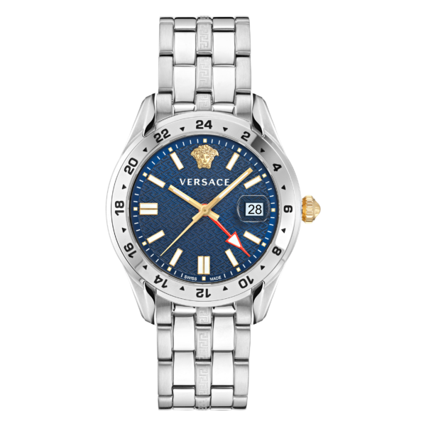 Versace Greca Time Gmt Mens Silver Watch VE7C00523 Stainless Steel (archived) - One Size