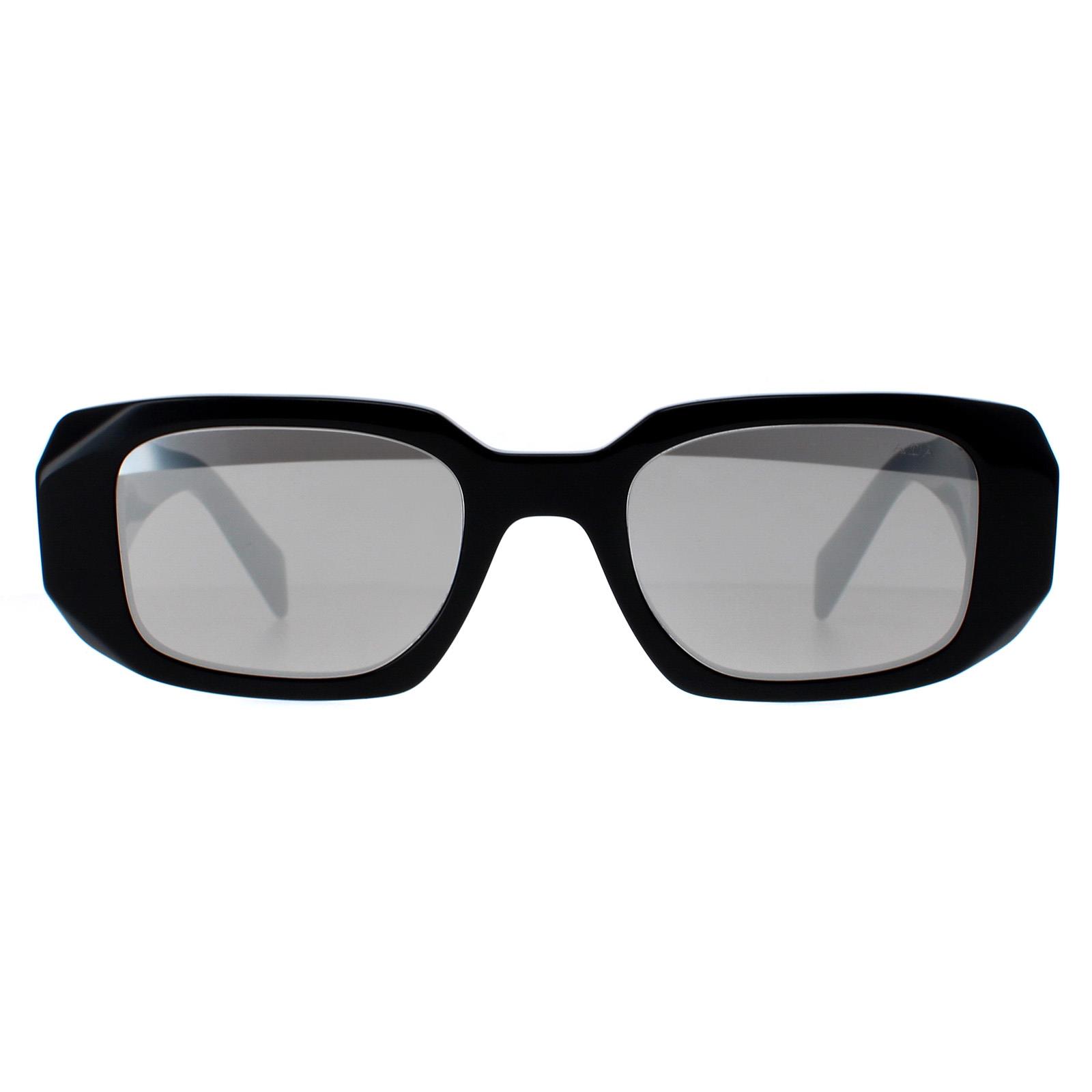 Prada Rectangle Womens Black Light Grey Mirror Silver PR17WS - One Size