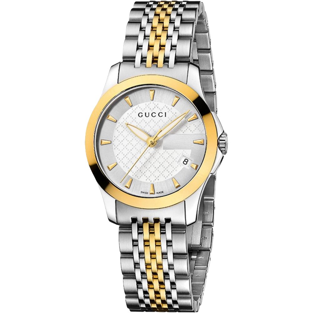 Gucci Womens YA126511 G-Timeless Two-Tone Ladies Watch - Silver & Gold - One Size
