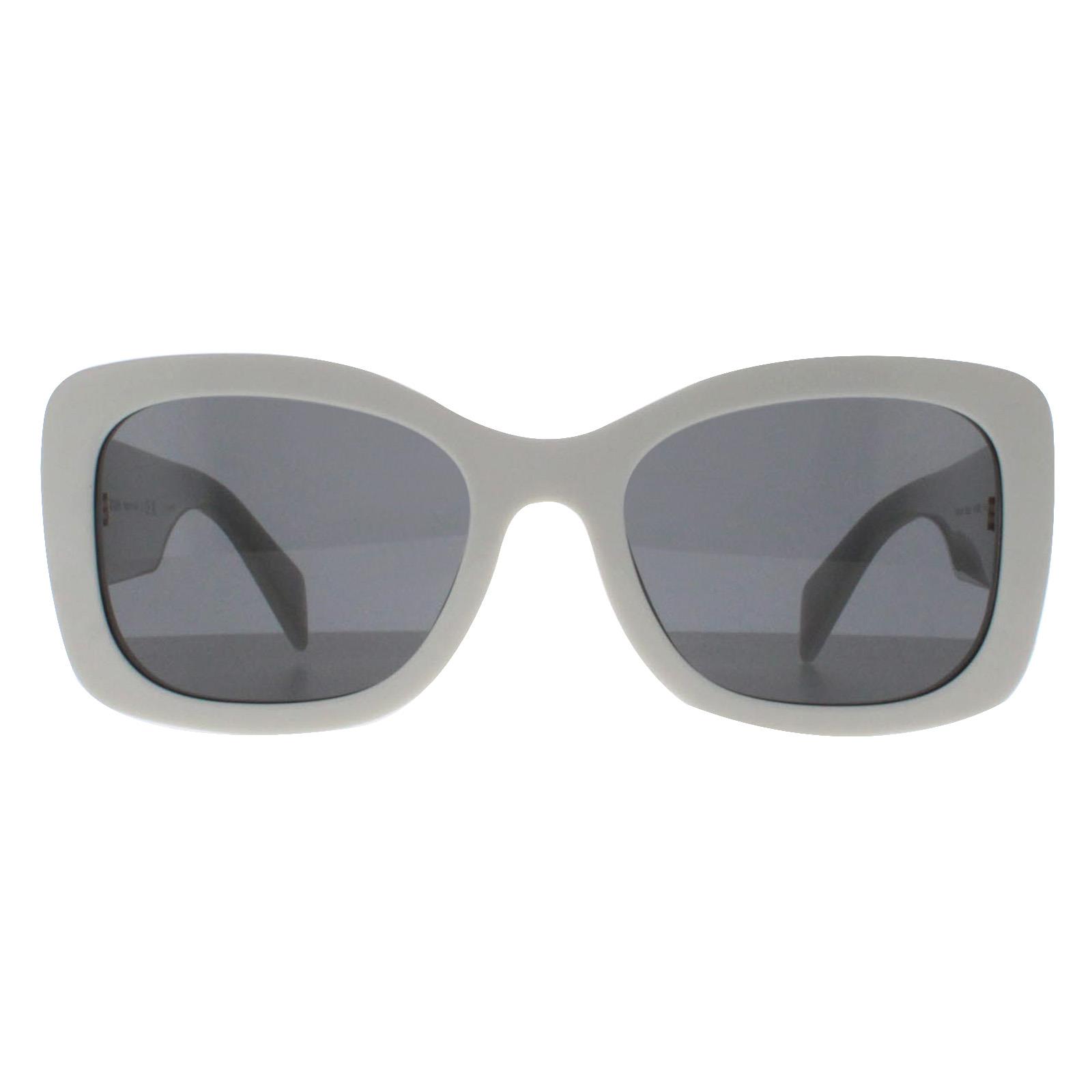 Prada Oval Womens Talc Dark Grey PRA08S - White - One Size
