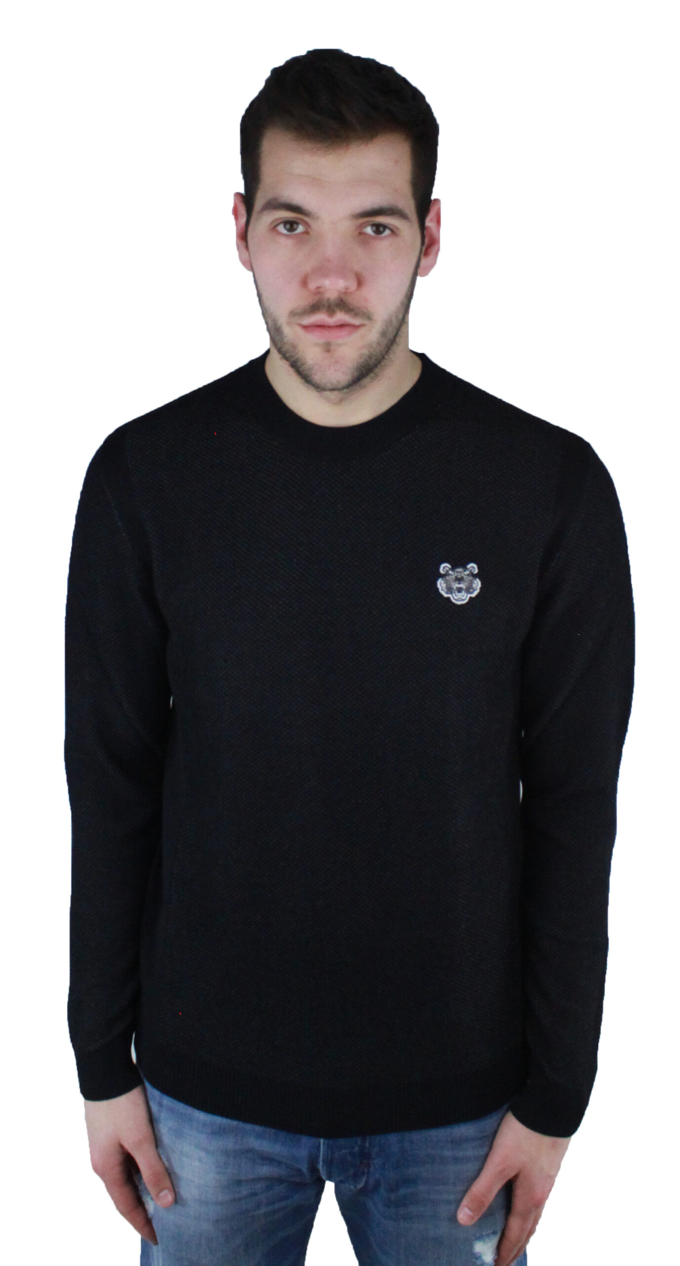 Kenzo Mens F855PU2233AD Jumper - Black Cotton - Size Medium