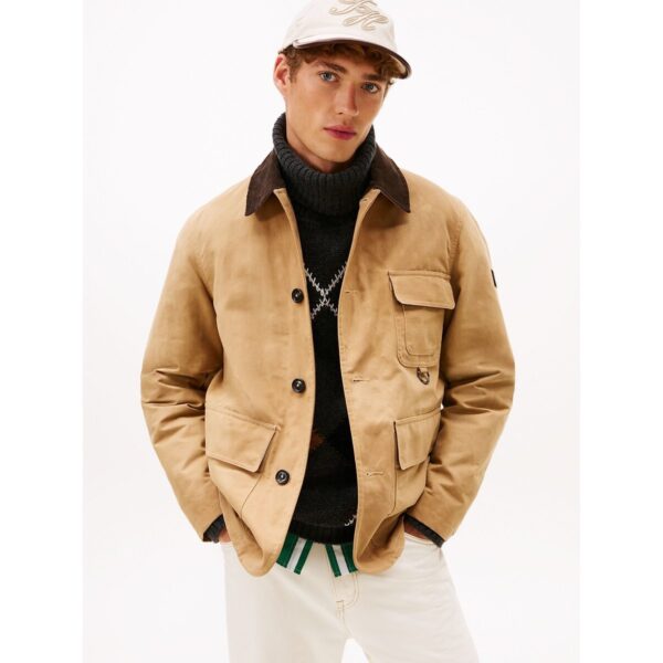 Waxed Jacket with Textured Collar
