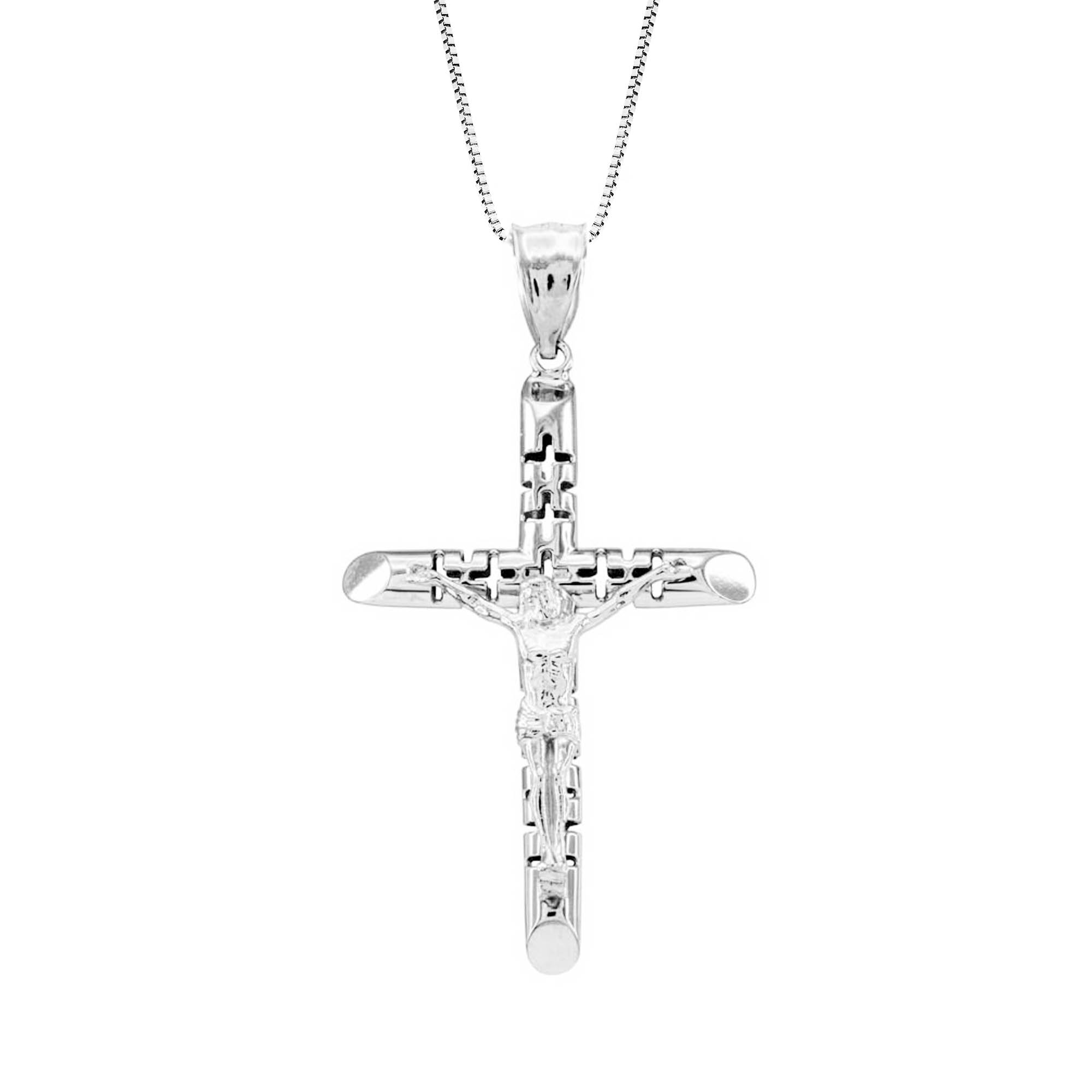 Love Cross Pendant Necklace in 9ct White Gold