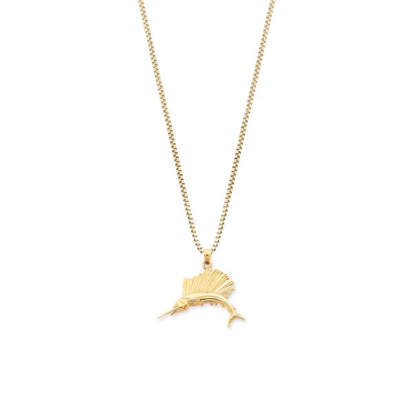 Statement Sailfish Pendant Necklace in 9ct Gold