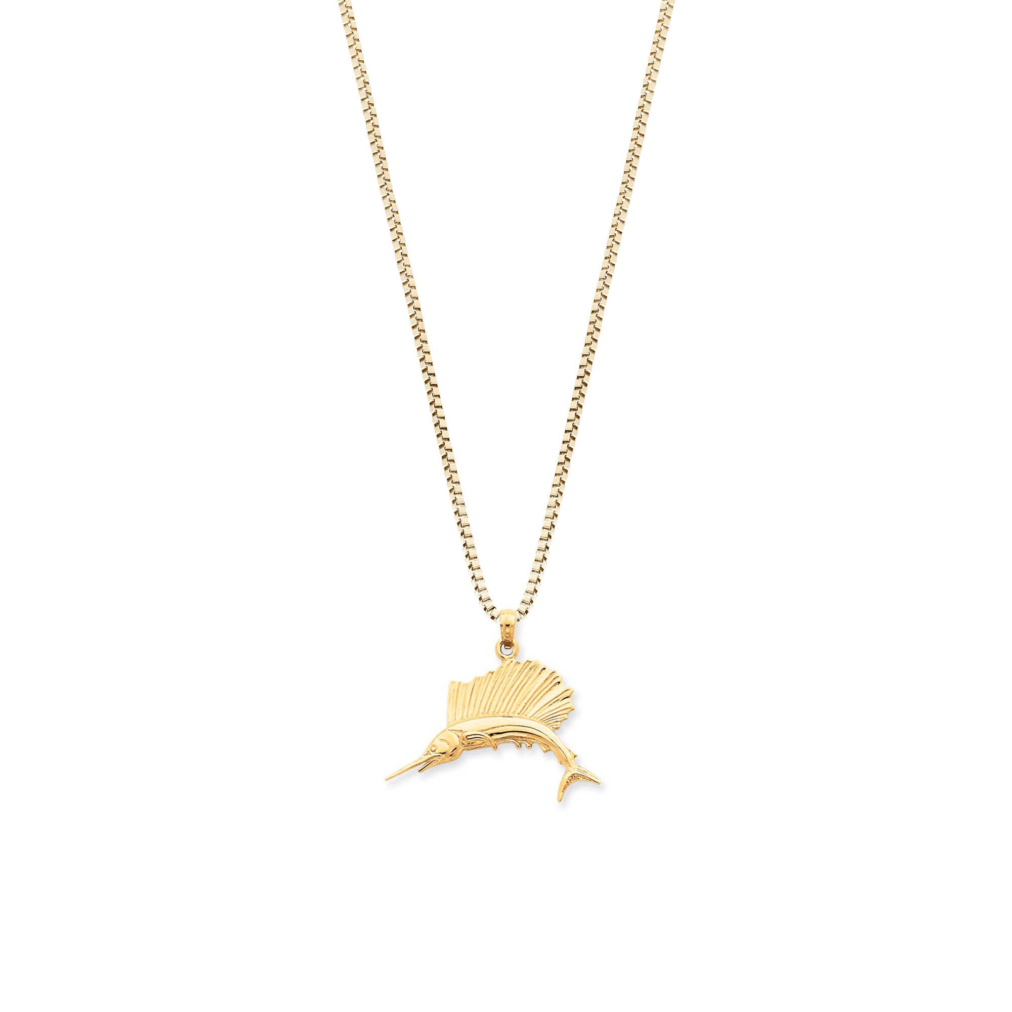 Statement Sailfish Pendant Necklace in 9ct Gold
