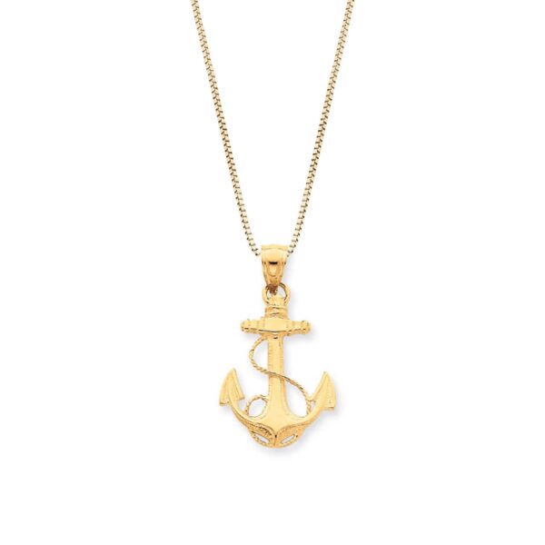 Men's Anchor Charm Pendant Necklace in 9ct Gold