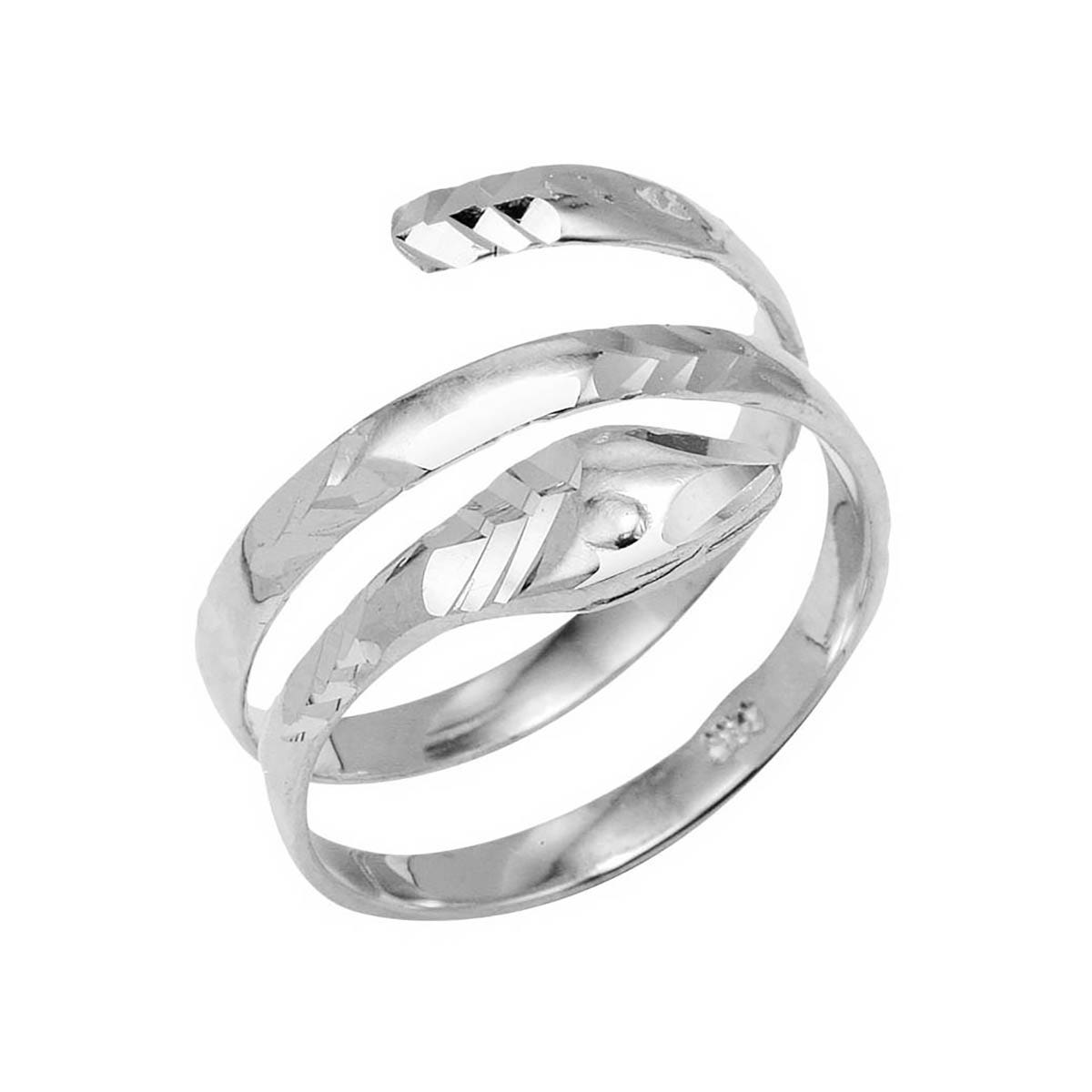 Coiled Snake Ring in 9ct White Gold