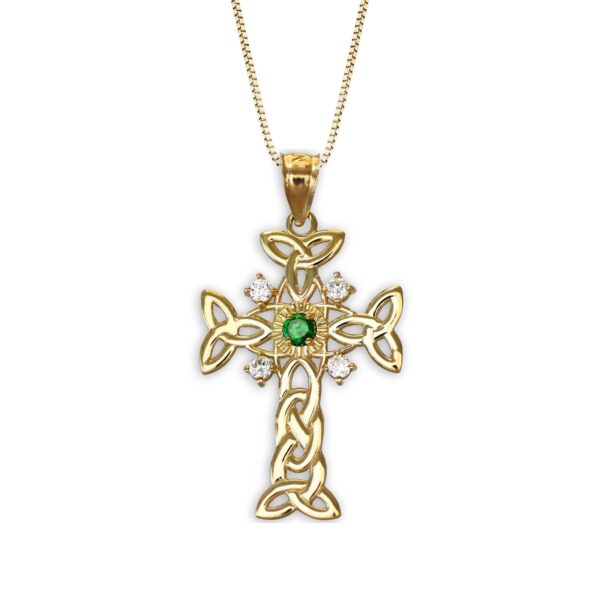 Diamond Stencil Celtic Cross Pendant Necklace in 9ct Gold