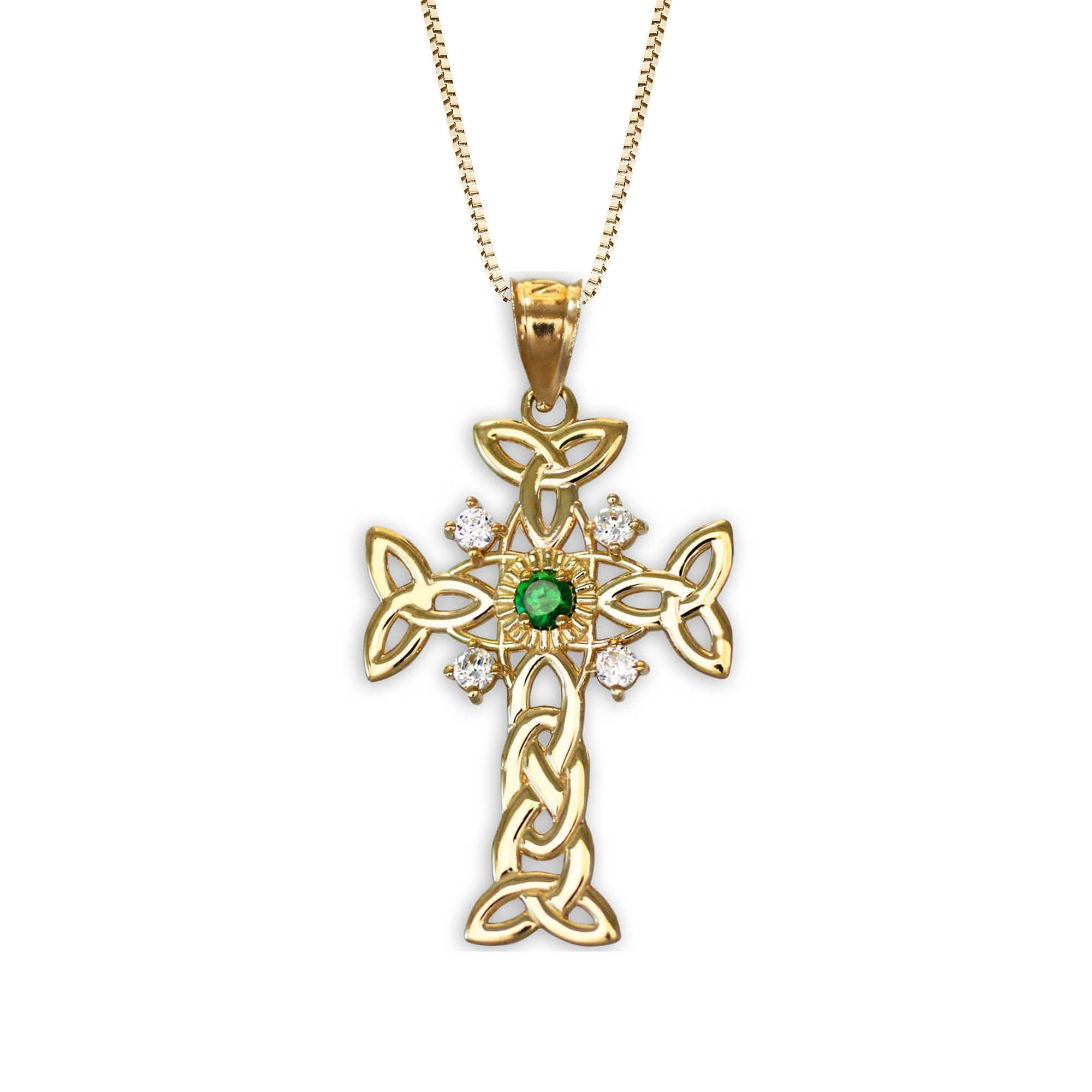 Diamond Stencil Celtic Cross Pendant Necklace in 9ct Gold