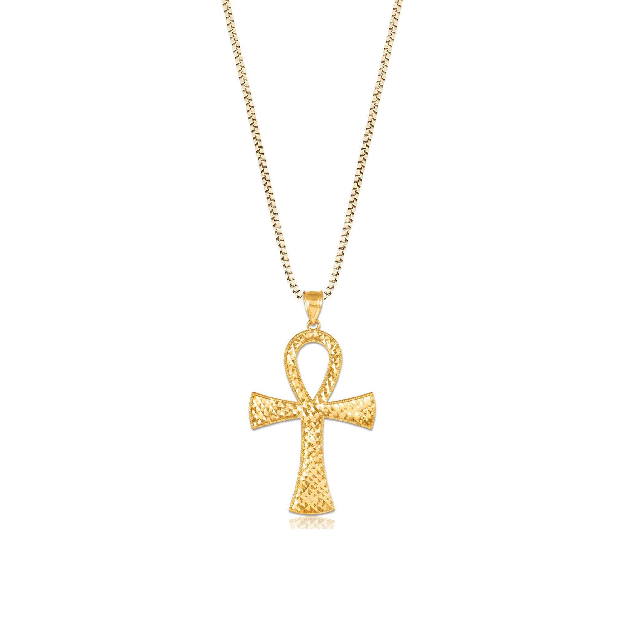 Ankh Cross Egyptian Pendant Necklace in 9ct Gold