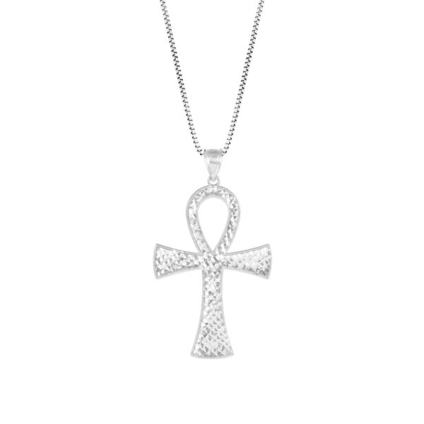 Ankh Cross Egyptian Pendant Necklace in 9ct White Gold
