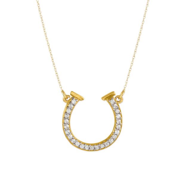 Diamond Horseshoe Pendant Necklace in 9ct Gold