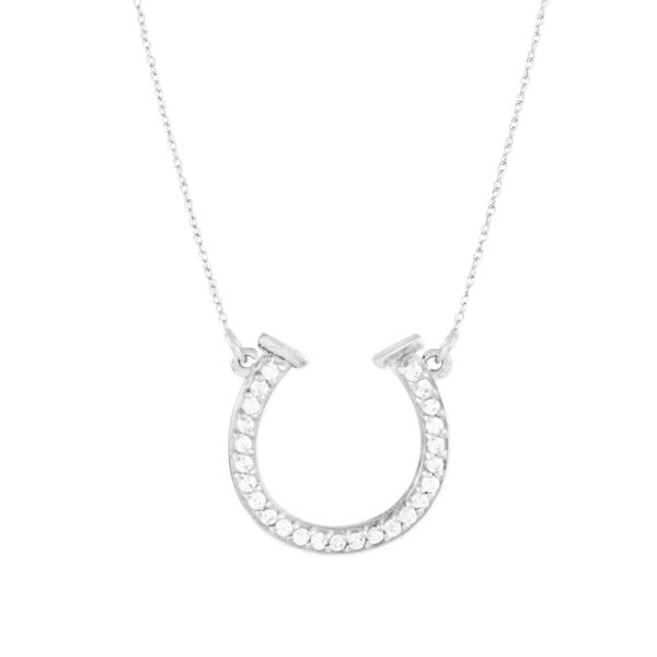 Diamond Horseshoe Pendant Necklace in 9ct White Gold