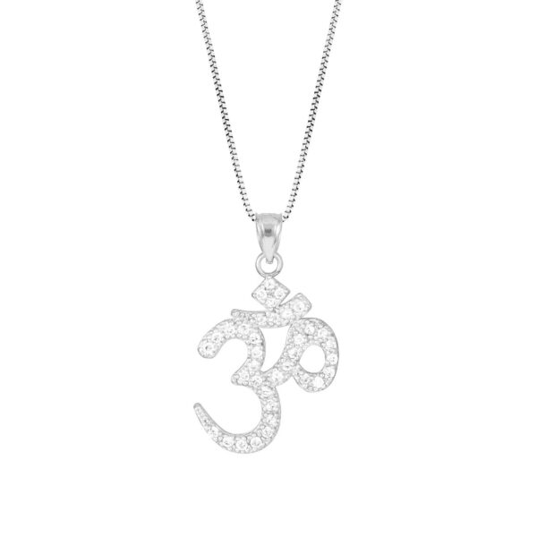 Diamond Classic Ohm Pendant Necklace in 9ct White Gold
