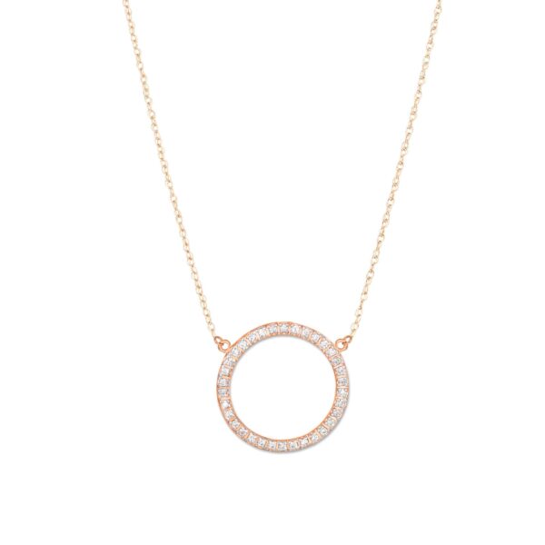 Diamond Eternity Circle of Life Pendant Necklace in 9ct Rose Gold