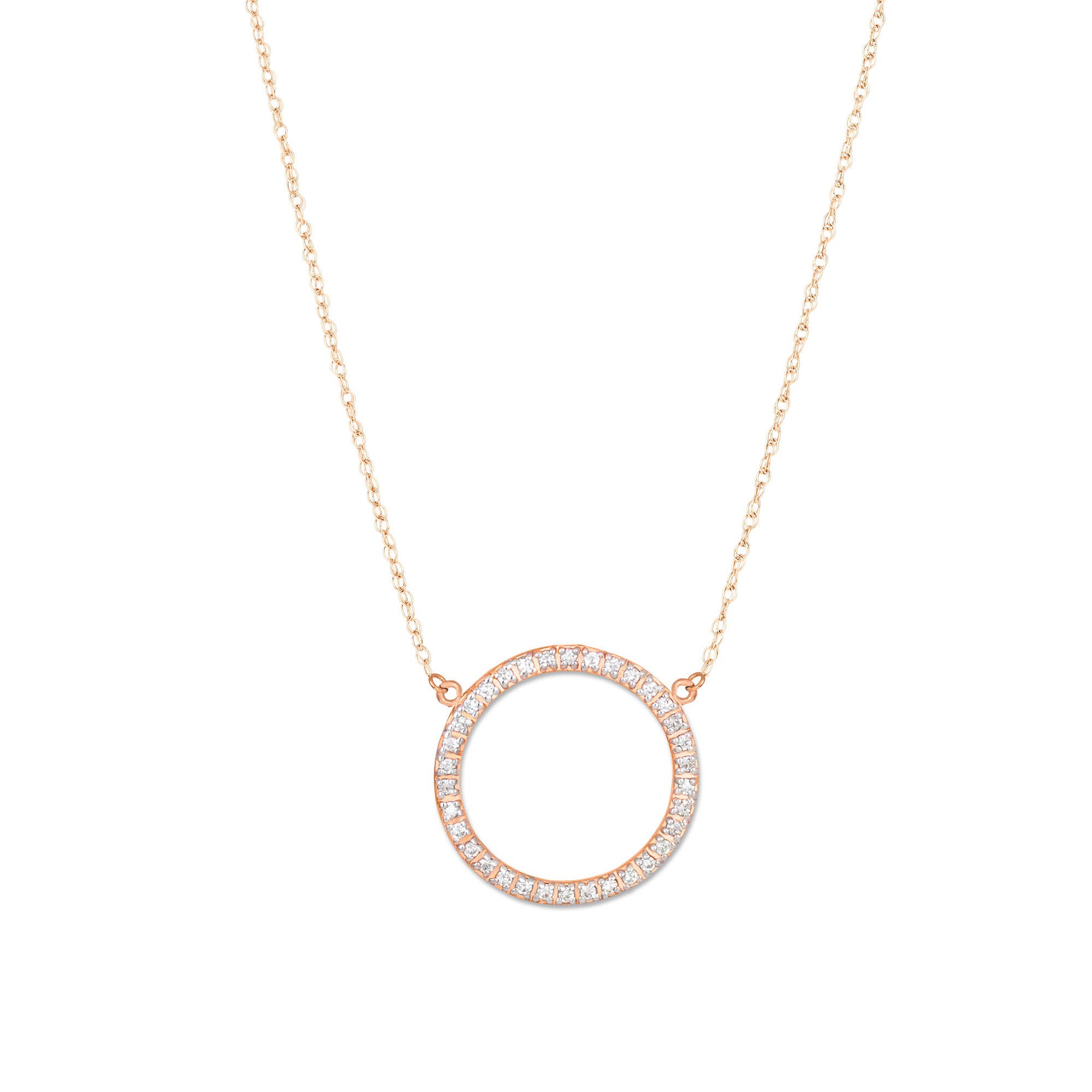 Diamond Eternity Circle of Life Pendant Necklace in 9ct Rose Gold