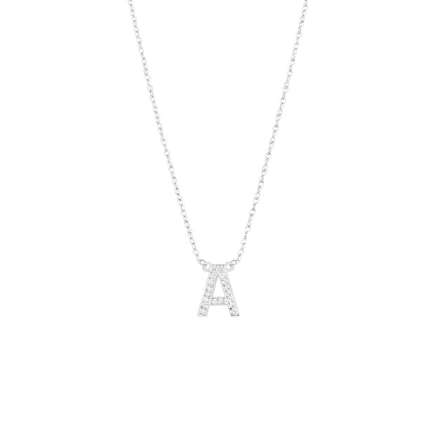 Letter A Diamond Embellished Initial Pendant Necklace in 9ct White Gold
