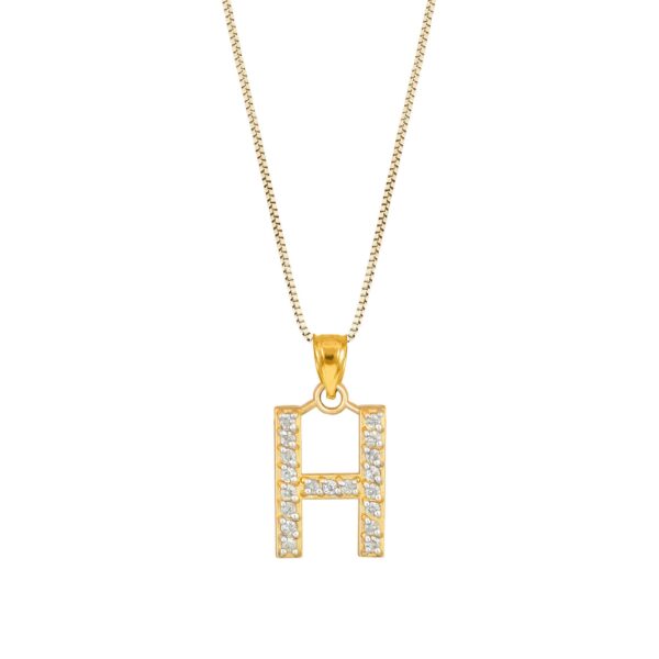 Letter H Diamond Embellished Drop Pendant Necklace in 9ct Gold