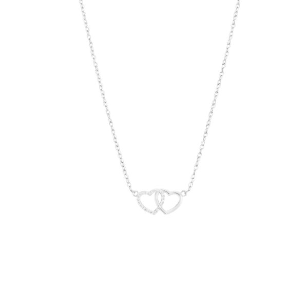 Diamond Double Heart Pendant Necklace in 9ct White Gold