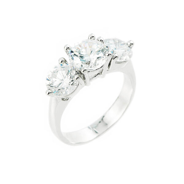 CZ Three-Stone Engagement Ring in 9ct White Gold
