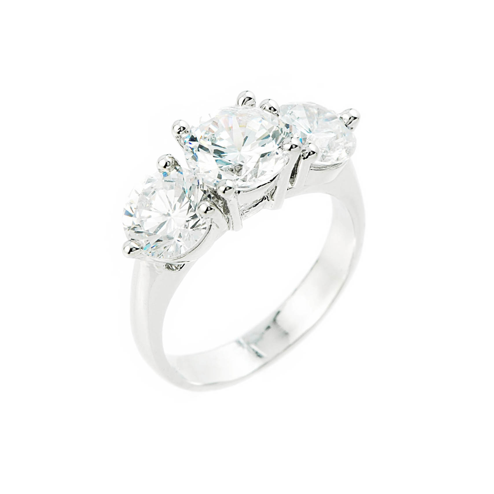CZ Three-Stone Engagement Ring in 9ct White Gold
