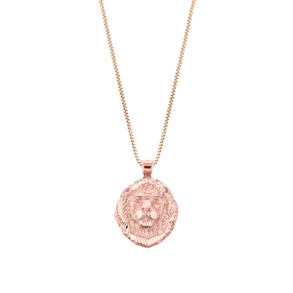 Men's Lion Head Pendant Necklace in 9ct Rose Gold