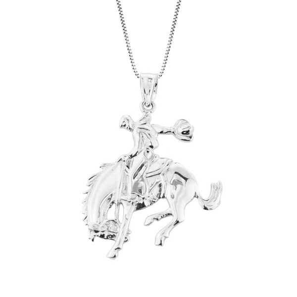 Men's Cowboy Pendant Necklace in 9ct White Gold