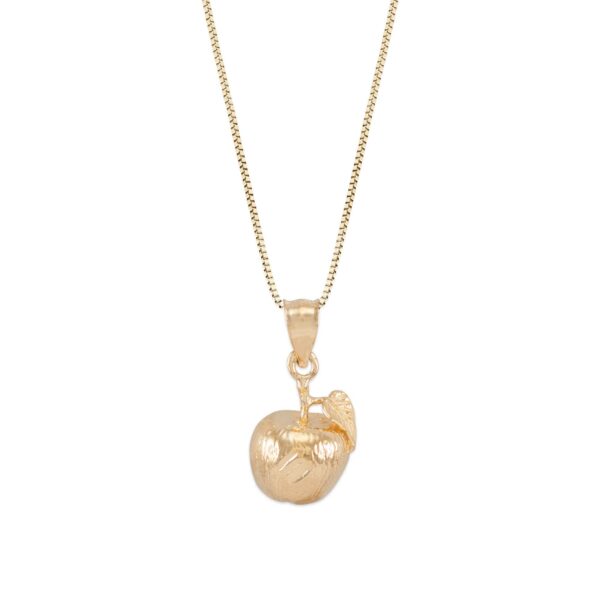 Detailed Apple Charm Pendant Necklace in 9ct Gold
