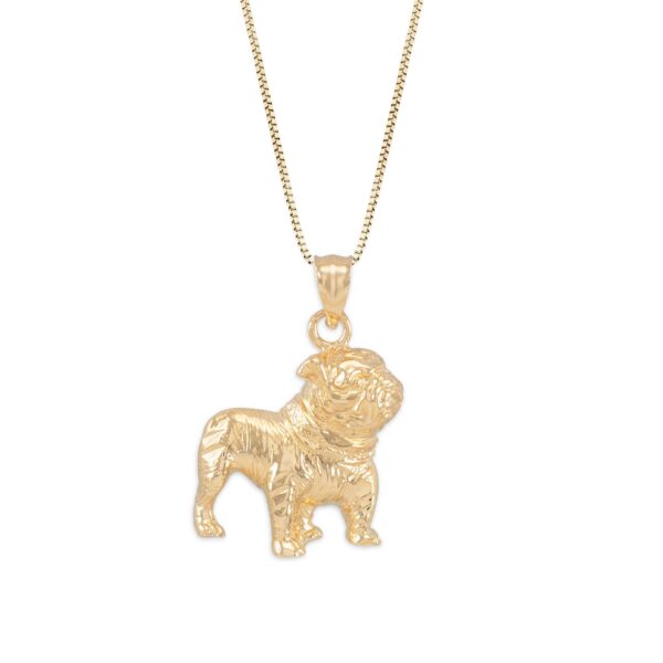 Men's Bulldog Charm Pendant Necklace in 9ct Gold
