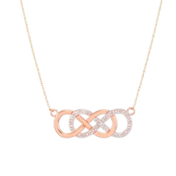 Diamond Embellished Double Infinity Pendant Necklace in 9ct Rose Gold